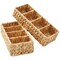 Casafield Set of 2 Water Hyacinth Divided Basket Organizers - Woven Bins for Bathroom, Bedroom, Laundry, Pantry, Shelves